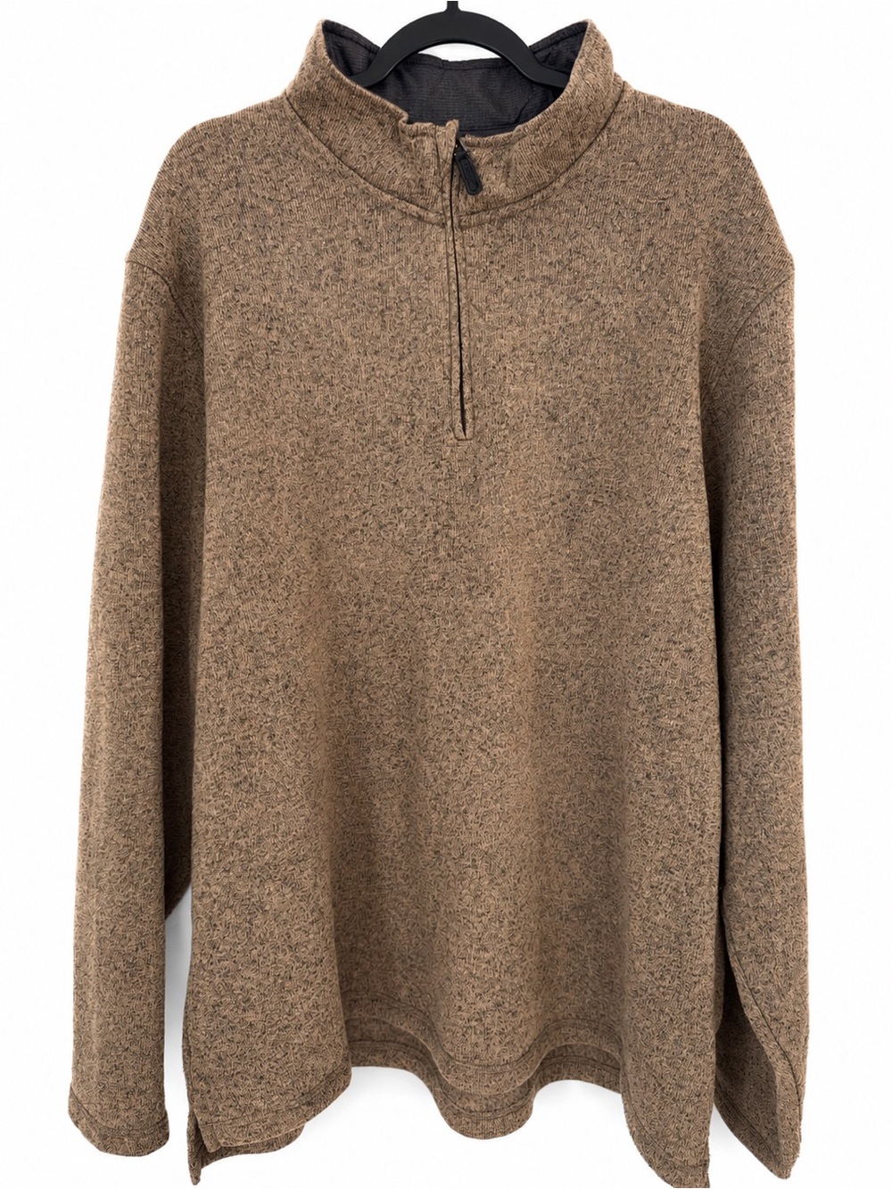 Wrangler Authentics Mens Heathered Brown Quarter Zip Fleece Pullover Sweater 2XL